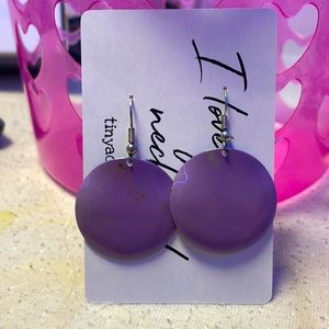 Purple metal dangle earrings